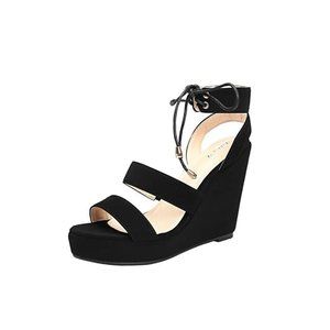 New Ashley A - Elisa Ankle Strap Lace Up Platform Wedges - Size 6